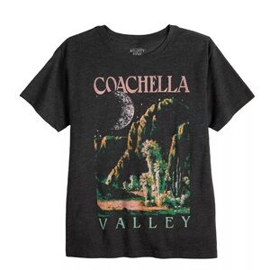 Mighty Fine Black Coachella Valley Graphic Tee with Pink & Green Print
